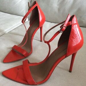 BCBG Max Azria Burnt Orange/Red T-Strap Heels